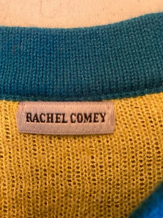 Rachel Comey Colorblock Textured Knit Crop Top - Teal, Burgundy, Yellow - Picture 2 of 6